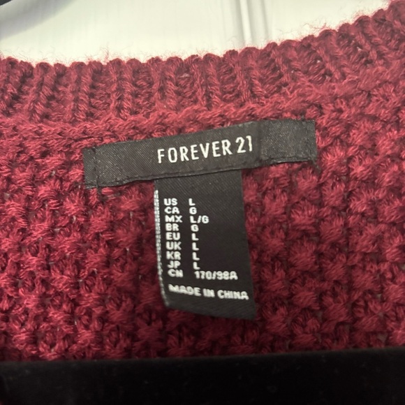 Forever 21 Burgundy Knit Sweater With Pockets Size Large - Picture 3 of 6